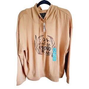 Feeling Proud XL Woman's‎ Hoodie Top Light Mocha Soft Stretch NWT RV $40